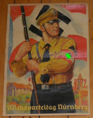 Rare Hj Hitlerjugend Poster (plakatt) Reichsparteitag Nürnberg