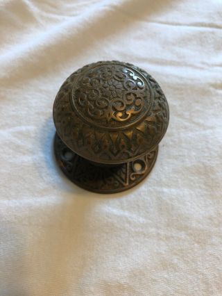 Antique Door Knob Set Victorian Coronation Art Deco Ornate Brass / Bronze Patina