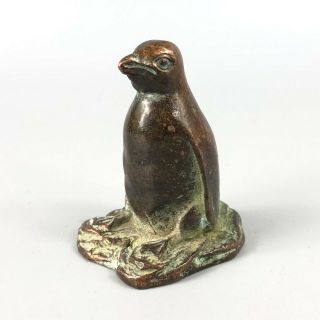 Collectible Chinese Solid Copper Handwork Old Antique Antarctic Penguin Statue