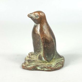 Collectible Chinese Solid Copper Handwork Old Antique Antarctic Penguin Statue 3