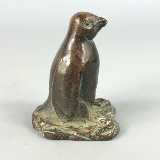 Collectible Chinese Solid Copper Handwork Old Antique Antarctic Penguin Statue 4