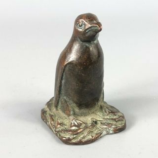 Collectible Chinese Solid Copper Handwork Old Antique Antarctic Penguin Statue 5