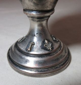 rare antique ornate miniature 1800 ' s silverplate gold glass imperial oil lamp 10