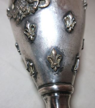 rare antique ornate miniature 1800 ' s silverplate gold glass imperial oil lamp 8
