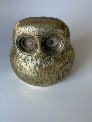 VINTAGE MID CENTURY MODERN Raymor BITOSSI Era BRASS OWL BIRD SCULPTURE 6