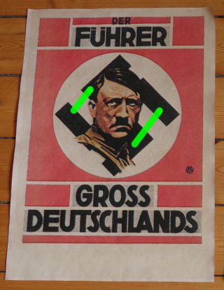 Rare Adolf Hitler Poster (plakatt) Der Führer Grossdeutschland