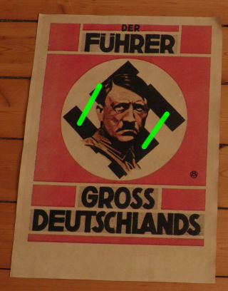 Rare Adolf Hitler Poster (Plakatt) Der Führer Grossdeutschland 3