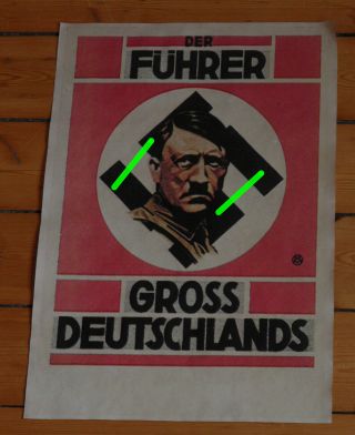 Rare Adolf Hitler Poster (Plakatt) Der Führer Grossdeutschland 5