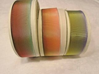 3 Orig.  Bolts/colors 1 " French Wired Ombre Ribbon - Paper Wrap - 38 Yds