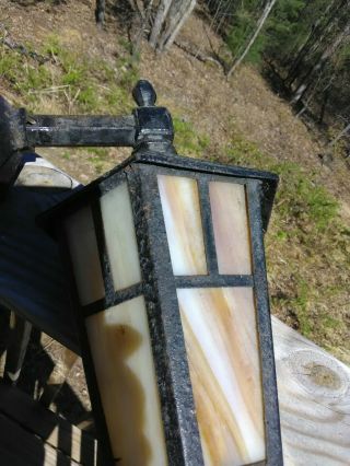 Old Mission Craftsman Style Slag Glass Porch Light