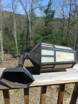 Old Mission Craftsman style slag glass porch light 3