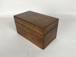 Antique 19th Century Mahogany ? Tea Caddy With Satinwood Inlay 2 Compartments 2