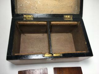 Antique 19th Century Mahogany ? Tea Caddy With Satinwood Inlay 2 Compartments 4