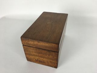Antique 19th Century Mahogany ? Tea Caddy With Satinwood Inlay 2 Compartments 5
