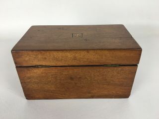 Antique 19th Century Mahogany ? Tea Caddy With Satinwood Inlay 2 Compartments 6