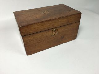 Antique 19th Century Mahogany ? Tea Caddy With Satinwood Inlay 2 Compartments 8