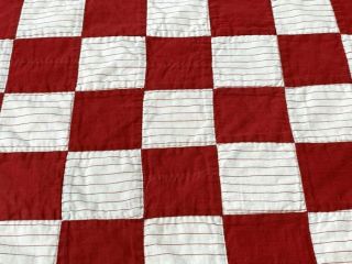 Antique c 1900 RED Game Checkerboard QUILT Table Doll 24 x 21 2