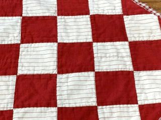 Antique c 1900 RED Game Checkerboard QUILT Table Doll 24 x 21 4