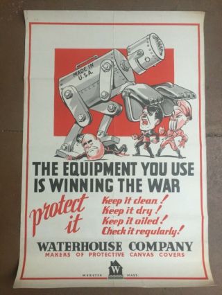 Rare Ww2 Wwii Propaganda Poster Waterhouse Company Hitler Robot