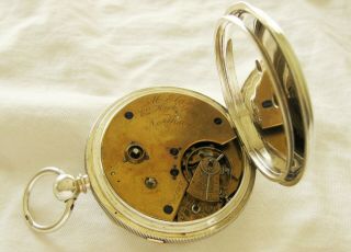 Silver Centre Seconds Chronograph Pocket Watch M.  Elam year 1887 10