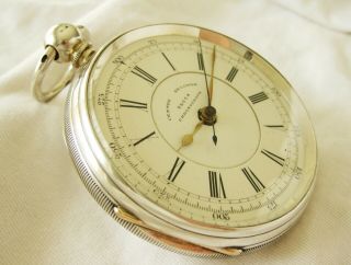 Silver Centre Seconds Chronograph Pocket Watch M.  Elam Year 1887