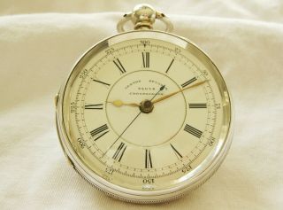 Silver Centre Seconds Chronograph Pocket Watch M.  Elam year 1887 2