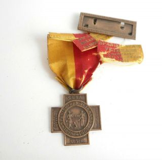 Vtg 1931 Encampment Spanish American War Medal Ribbon Veteran Champaign,  Il Flaw
