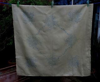Vintage Linen Tablecloth To Embroider Large 43 " Sq Pretty Ribbon Bouquets
