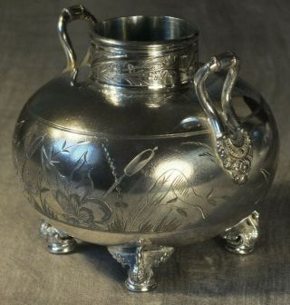 19th C Aesthetic Movement Vase; Wilcox Silverplate Usa Swan Foot; Neat Piece