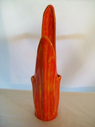 Vintage Mid - Century - Modern Orange Ceramic Slag Vase 14 1/2 