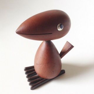 Vintage Wooden Woodpecker Figurine Japan 60s Teak Rare/ Kay Bojesen Hans Bolling
