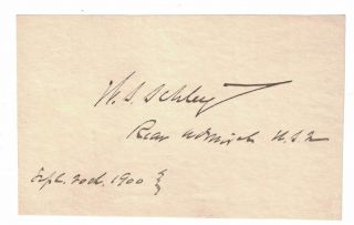 Winfield Scott Schley Spanish American War Hero Rear Admiral Autograph 1900