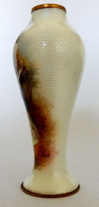 Stunning French Guilloche Enamel Miniature Portrait Vase - Signed 4