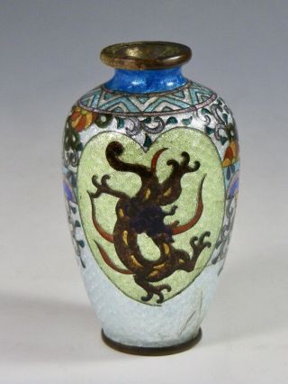 Antique Japanese Ginbari Cloisonne Foil Enamel Small Vase