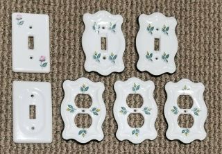 Seven Vintage Porcelain Light Switch And Outlet Cover Plates