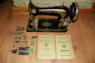 Antique Singer Treadle Sewing Machine Head Model 27 - 4 " Tiffany " - 1906