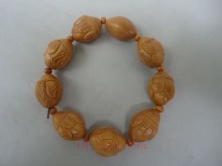 Bodhi Seed OliveNut Carved Prayer Worry Bead Mala Happy Maitreya Amulet Bracelet 4