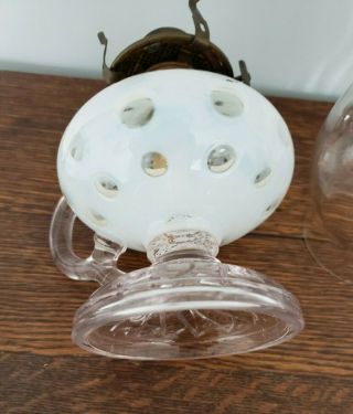 Antique Opalescent Coin Dot Finger Oil Lamp EAPG with chimney 13 