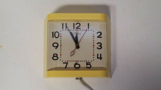 Vintage Yellow Telechron Electric Mid Century Clock Model 2ha31
