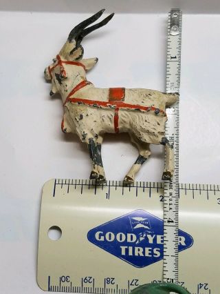 Early Antique Vintage GOAT with Horns Lead Toy Figure - Painted White & Red 2