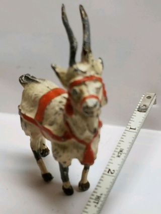 Early Antique Vintage GOAT with Horns Lead Toy Figure - Painted White & Red 6