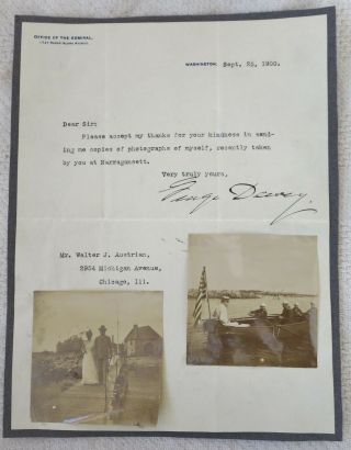 Spanish American War Admiral George Dewey Signature Autograph 1900 Letter Photos