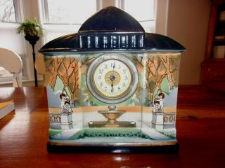 Antique Vintage Porcelain Painted Mantel Clock Germany