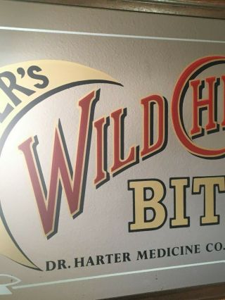 RARE 1890 ' s Antique Mirror Bar Sign Dr.  Harter ' s Wild Cherry Bitters,  Medicine 5