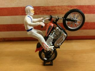 Evel Knievel 1970s Action Figure & Harley Davidson Evil Stunt Cycle Bike Toy Set 6