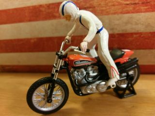 Evel Knievel 1970s Action Figure & Harley Davidson Evil Stunt Cycle Bike Toy Set 8