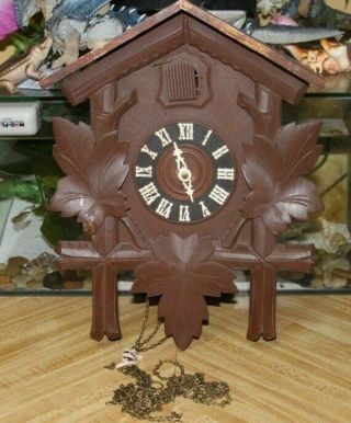 Vintage Cuckoo Clock Germany Wood Hubert Herr Triberg Antique