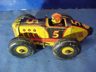 Orig 1930s Marx Tin Litho Wind Up Toy Boat Tail Race Car 5
