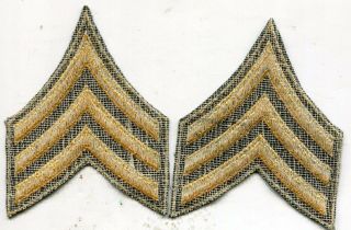 Early Vietnam Era US Army Sergeant Green Stripes Patch Pair Cut Edge 2
