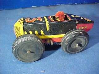Orig 1930s Marx Tin Litho Wind Up Toy Boat Tail Race Car 3